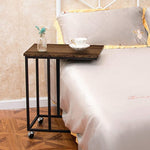 C-Shaped End Table Vintage Side Table Brown