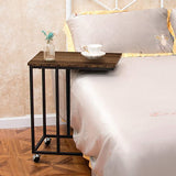 C-Shaped End Table Vintage Side Table Brown