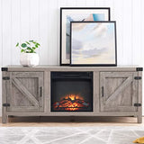 Wood TV Stand and Electric Fireplace,