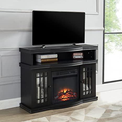 Electric Fireplace TV Stand Storage Cabinet Black