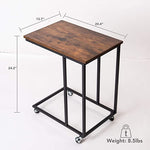 C-Shaped End Table Vintage Side Table Brown